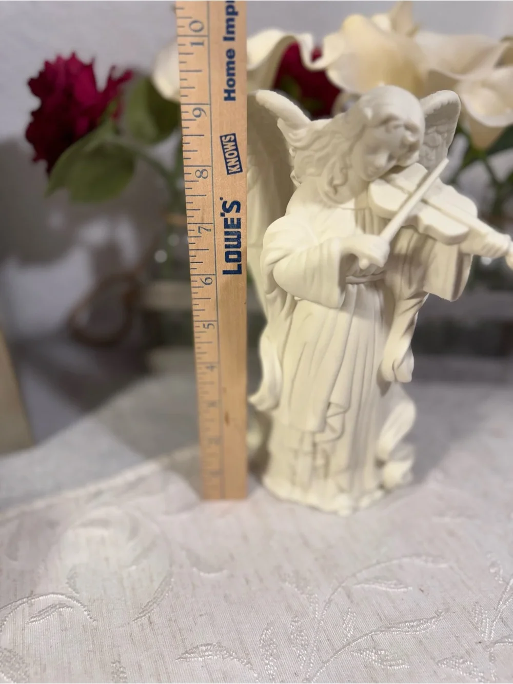 1 of 2 Partylite Felicity Angel Playing Violin Bisque Porcelain Taper Can Holder
